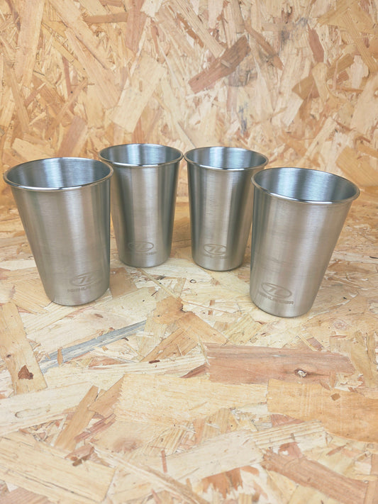 Camp Cup x 4 Fishing Camping Picnic Caravan Cadet 500ml Stainless Steel Stacking