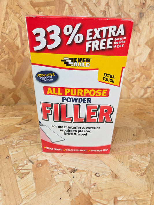 All Purpose Powder Filler Interior Exterior Repair Plaster Brick Wood Crack Hole Gaps White Extra Tough 600g