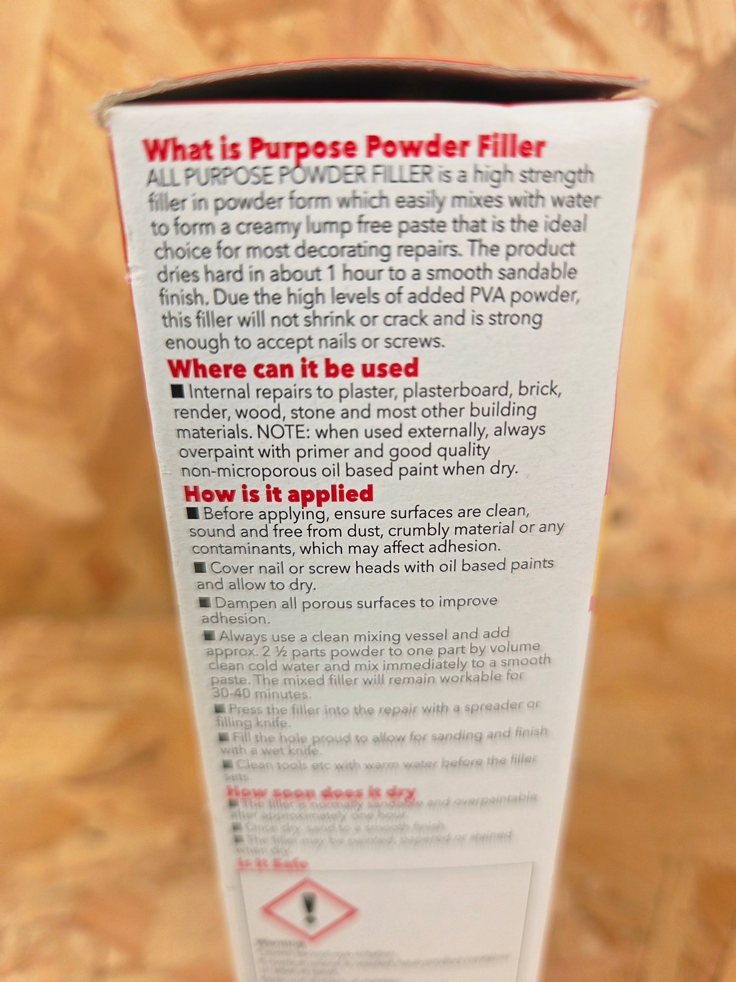 All Purpose Powder Filler Interior Exterior Repair Plaster Brick Wood Crack Hole Gaps White Extra Tough 600g