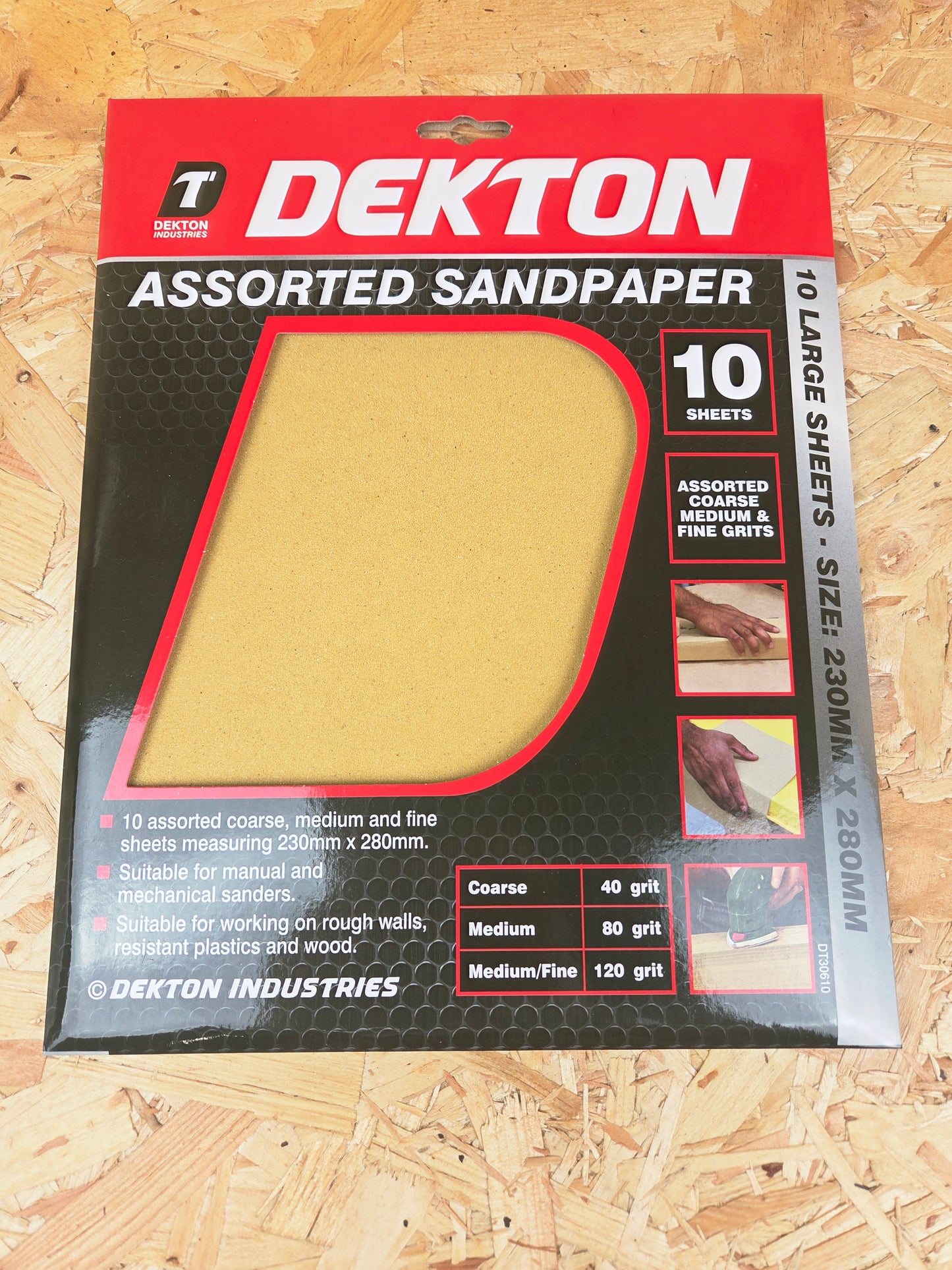 Assorted Sandpaper Coarse Medium Fine Large Sheets 230mm x 280 Manual Mechanical Rough Walls Plastics Wood x 10
