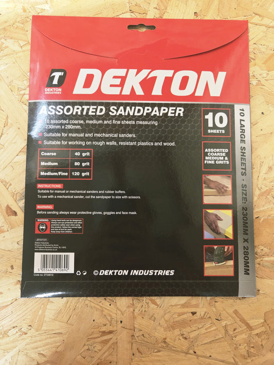 Assorted Sandpaper Coarse Medium Fine Large Sheets 230mm x 280 Manual Mechanical Rough Walls Plastics Wood x 10