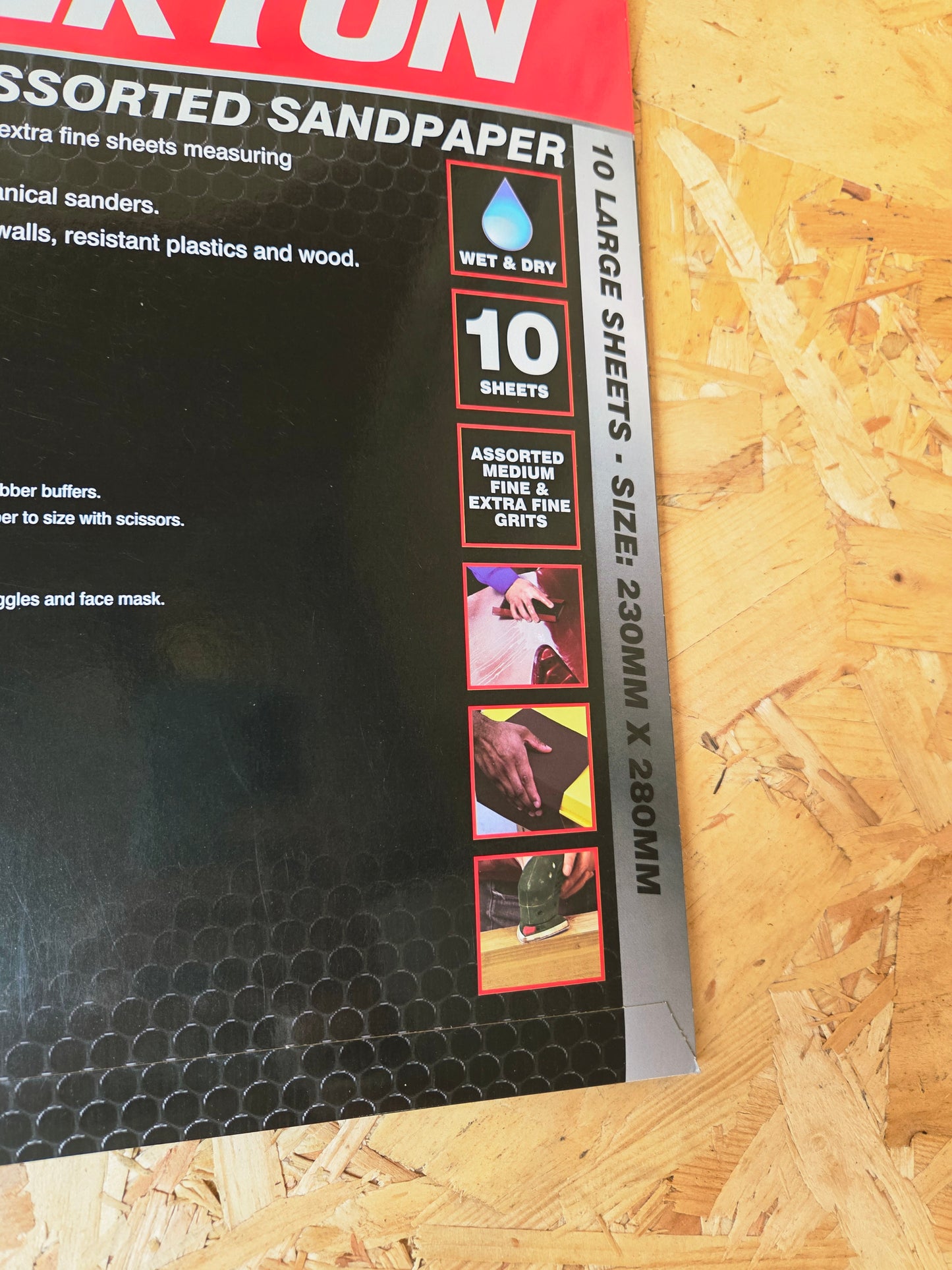 Wet & Dry Assorted Sandpaper Coarse Medium Fine Large Sheets 230mm x 280 Manual Mechanical Rough Walls Plastics Wood x 10
