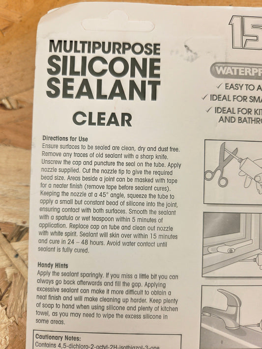 Multi Purpose Silicone Sealant Clear Waterproof Kitchen Bathroom Sealer Repairs 70g
