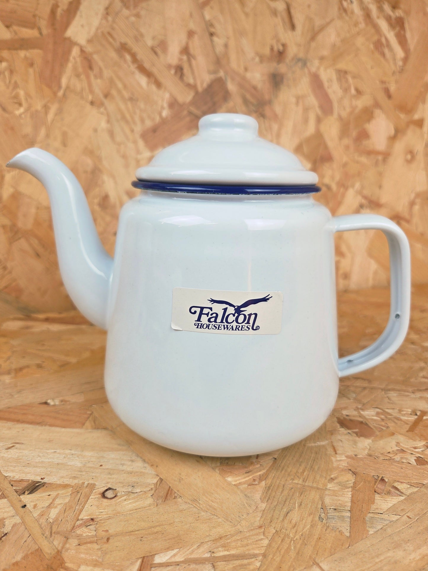 Enamel Coffee Tea Pot Camping Picnic Falcon White & Blue Stove Houseware 14cm