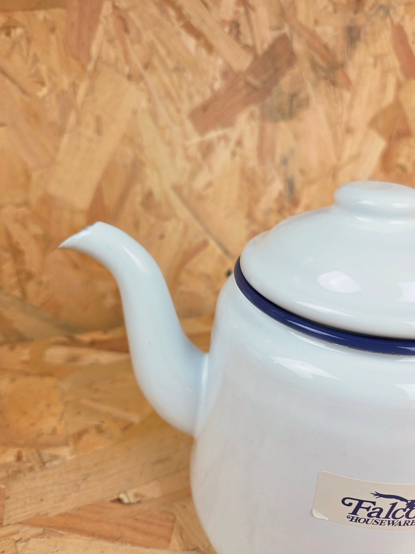 Enamel Coffee Tea Pot Camping Picnic Falcon White & Blue Stove Houseware 14cm