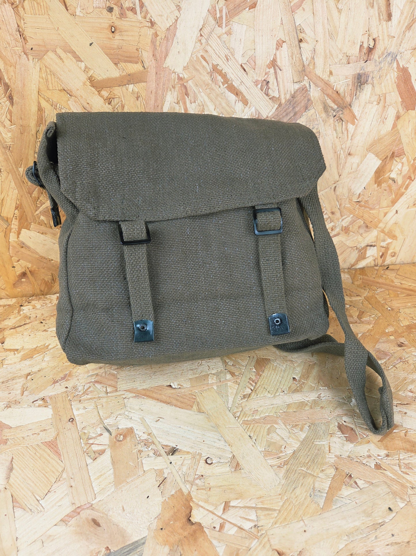 Canvas Haversack Shoulder Strap Bag Lunch Webbing Essentials Messenger Utility Carry Satchel Olive Green