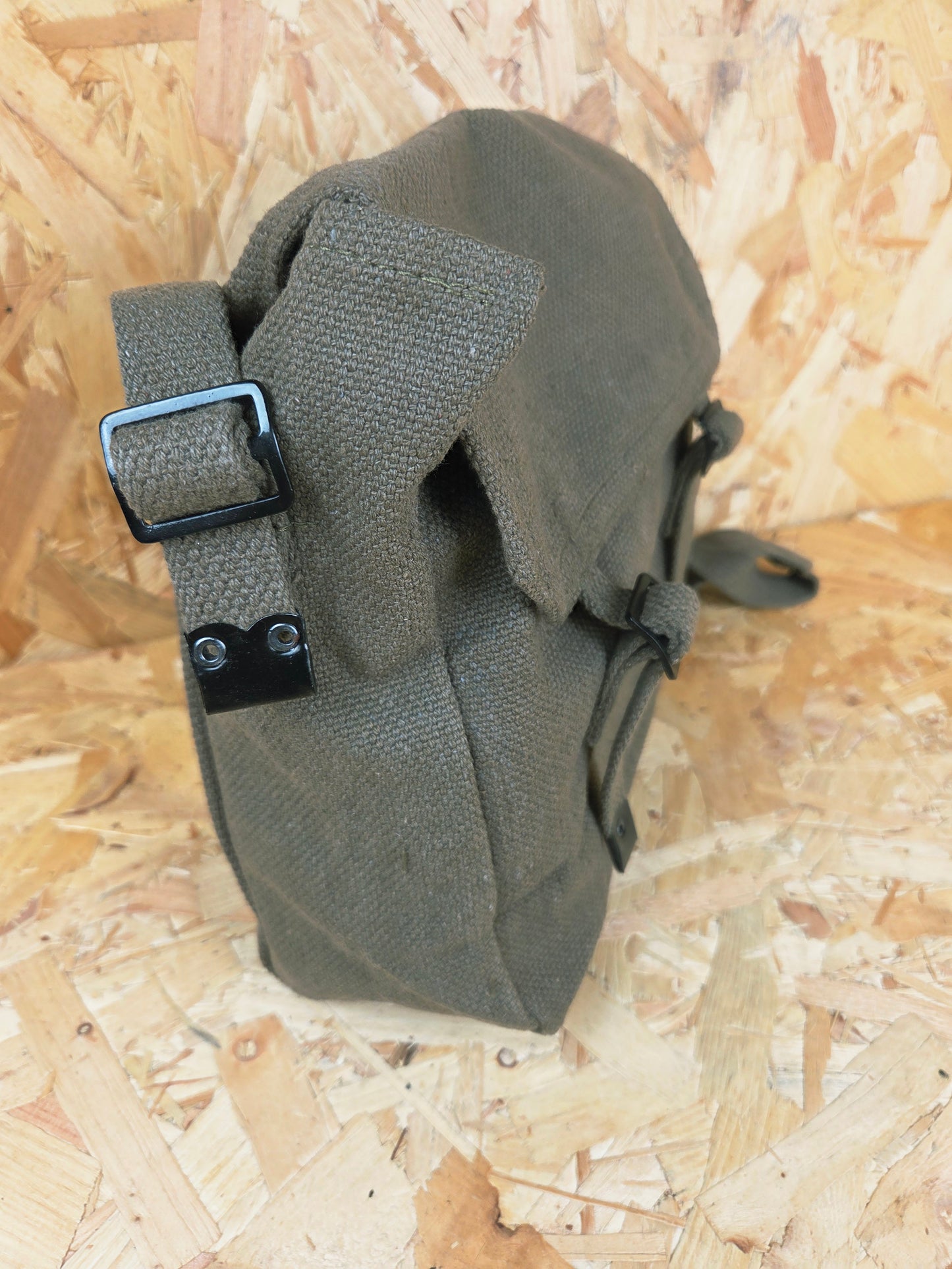 Canvas Haversack Shoulder Strap Bag Lunch Webbing Essentials Messenger Utility Carry Satchel Olive Green