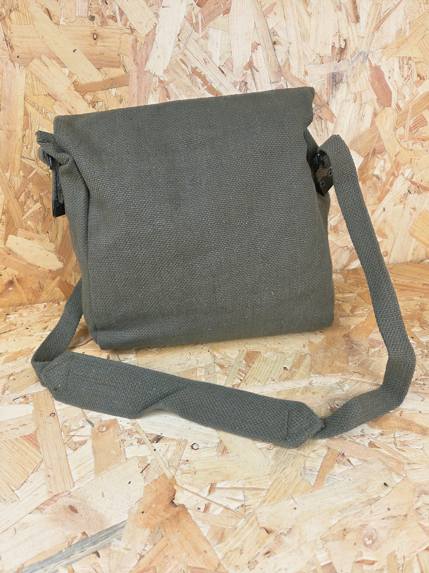 Canvas Haversack Shoulder Strap Bag Lunch Webbing Essentials Messenger Utility Carry Satchel Olive Green
