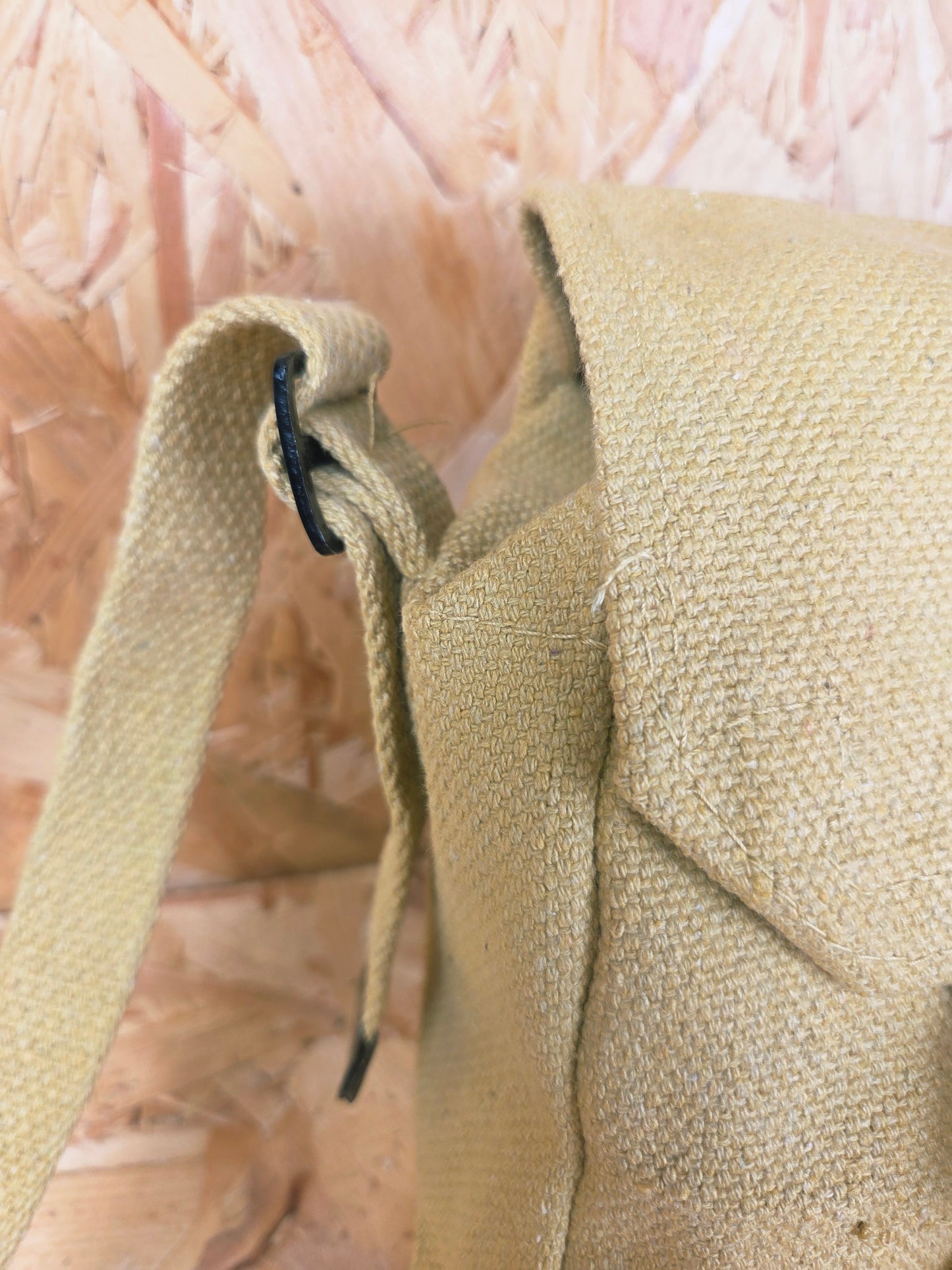 Canvas Haversack Shoulder Strap Bag Lunch Webbing Essentials Messenger Utility Carry Sand Satchel Beige