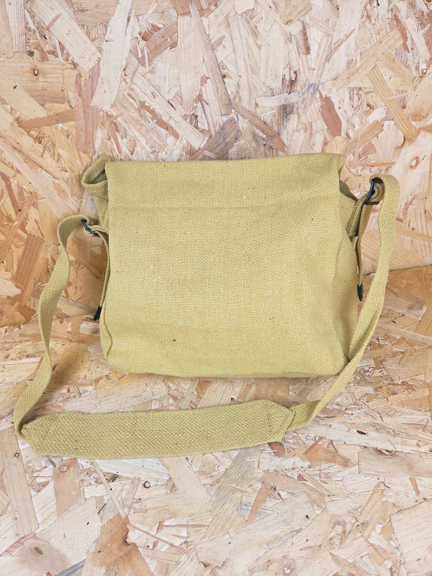 Canvas Haversack Shoulder Strap Bag Lunch Webbing Essentials Messenger Utility Carry Sand Satchel Beige