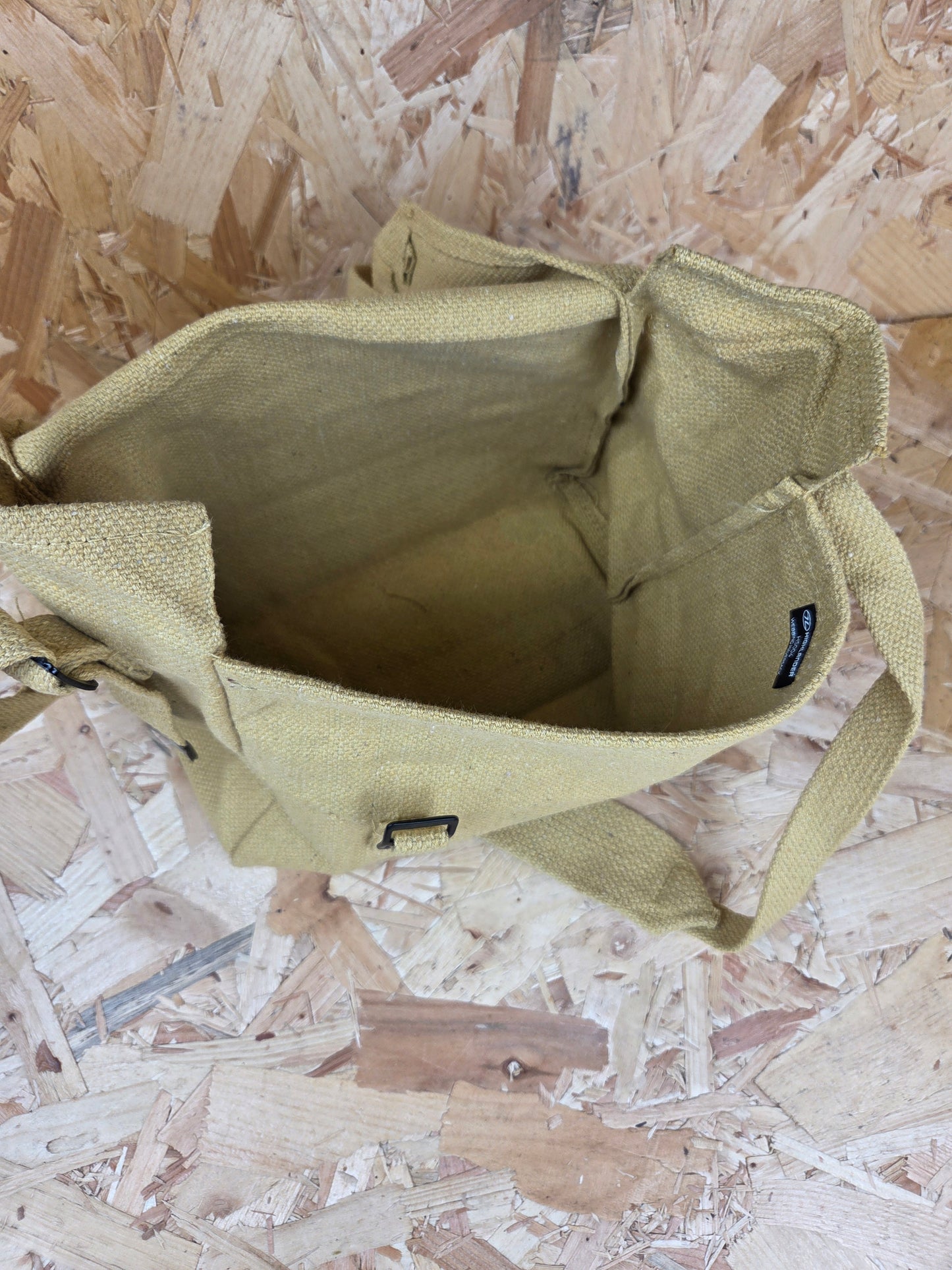 Canvas Haversack Shoulder Strap Bag Lunch Webbing Essentials Messenger Utility Carry Sand Satchel Beige