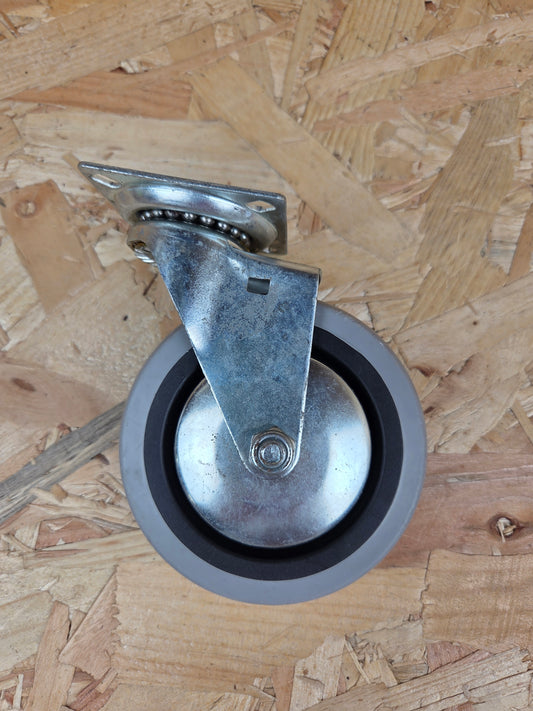 Swivel Plate Castor Wheel 360 Swivel Grey Rubber Heavy Duty Trolley Furniture Caster 100mm