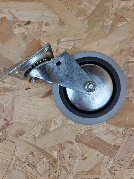 Swivel Plate Castor Wheel 360 Swivel Grey Rubber Heavy Duty Trolley Furniture Caster 100mm