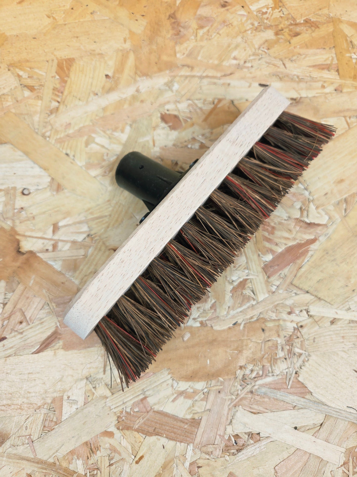 Outdoor Broom Head Deck Scrub Natural Wood Stiff Bristles Outside Sweeping 22cm