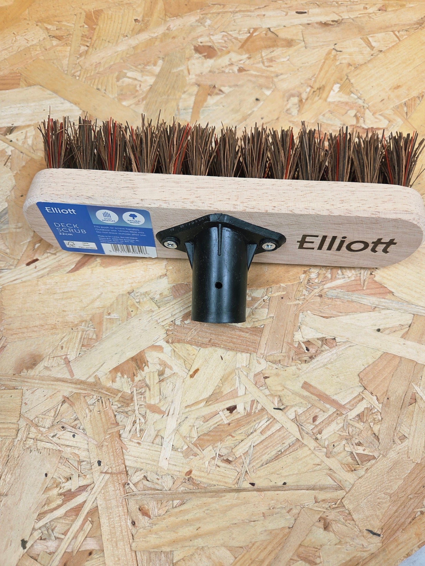 Outdoor Broom Head Deck Scrub Natural Wood Stiff Bristles Outside Sweeping 22cm