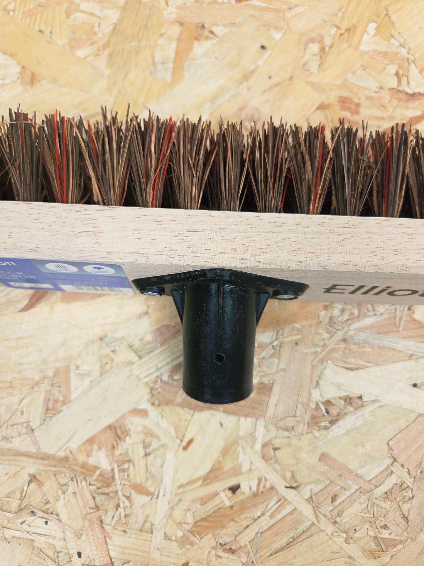 Outdoor Broom Head Deck Scrub Natural Wood Stiff Bristles Outside Sweeping 22cm