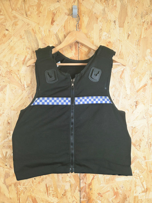 Genuine Police Body Armour Cover Aegis Safariland Female NIJ Level 2 HG1 KR1 SP2 Covert Stab Vest Black with Check Carrier 56E (42")