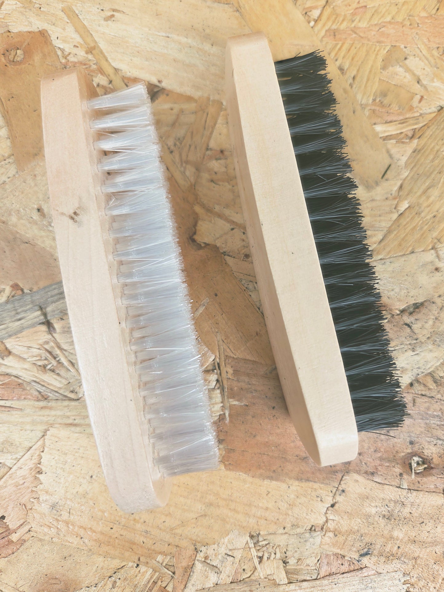 Boot & Shoe Shine Brush Set Premium Wooden Handle Pair Leather Dark Light Soft & Firm Bristles