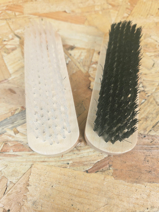 Boot & Shoe Shine Brush Set Premium Wooden Handle Pair Leather Dark Light Soft & Firm Bristles