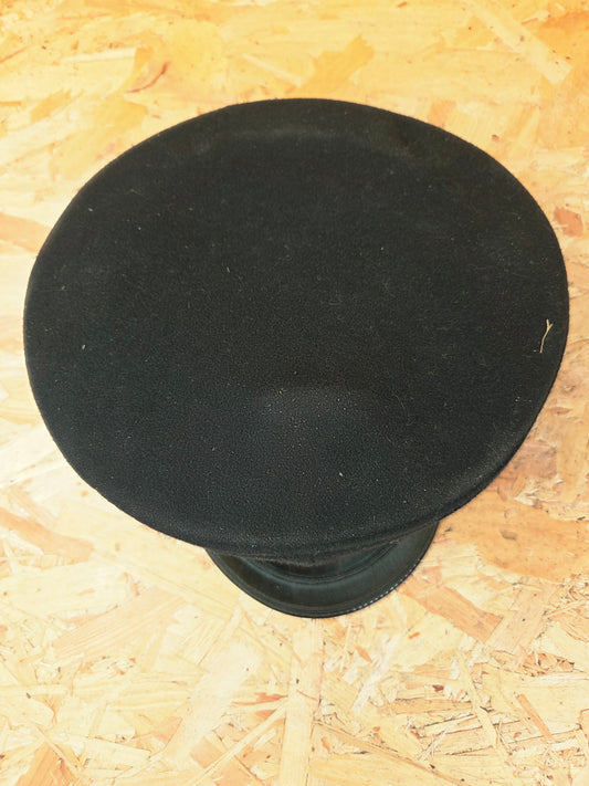 British Police Chief Inspector Peaked Cap Black Embroider Peak Black and White Band Hat