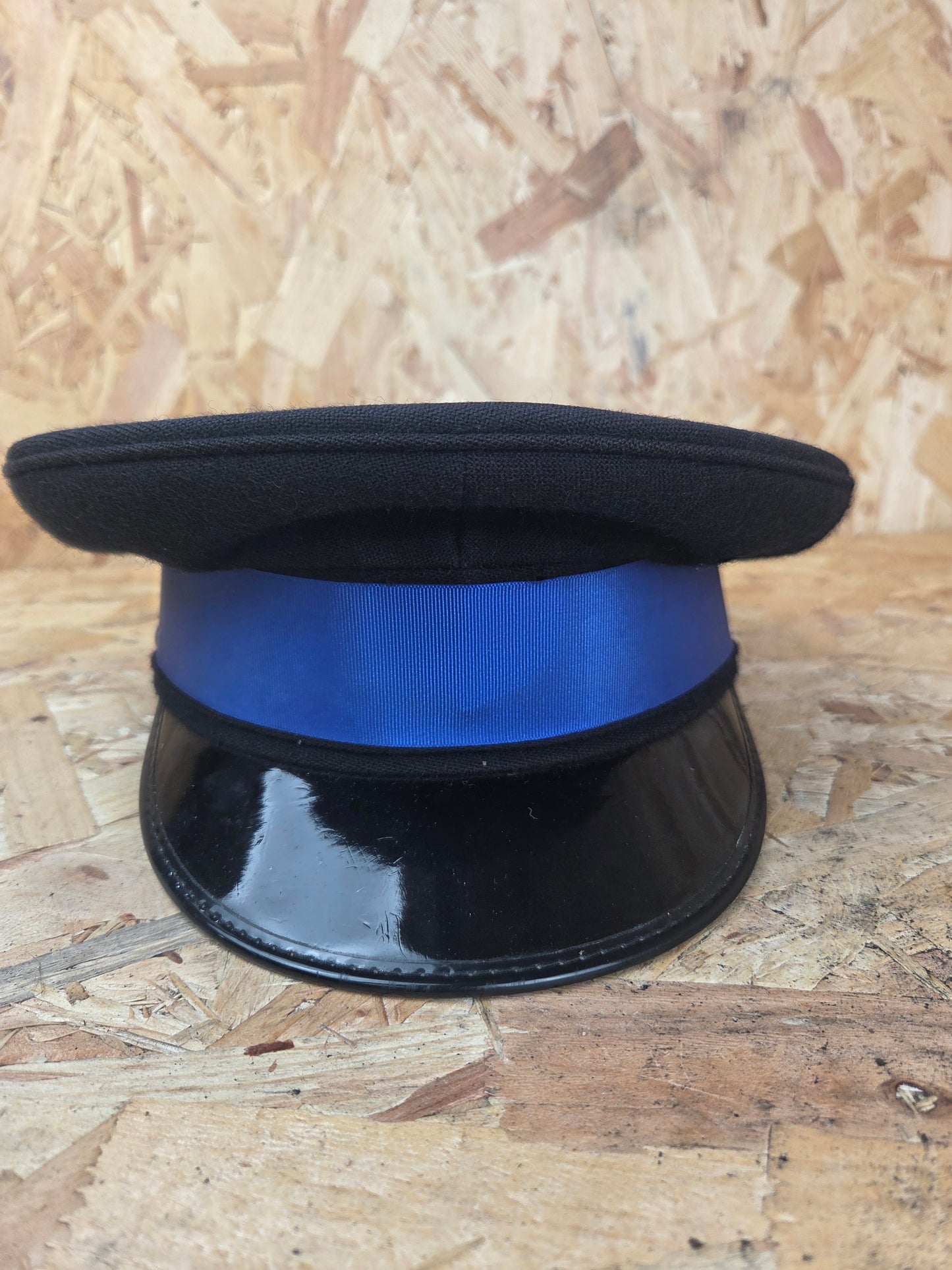 British Police PCSO Black Peaked Cap - Royal Blue Band