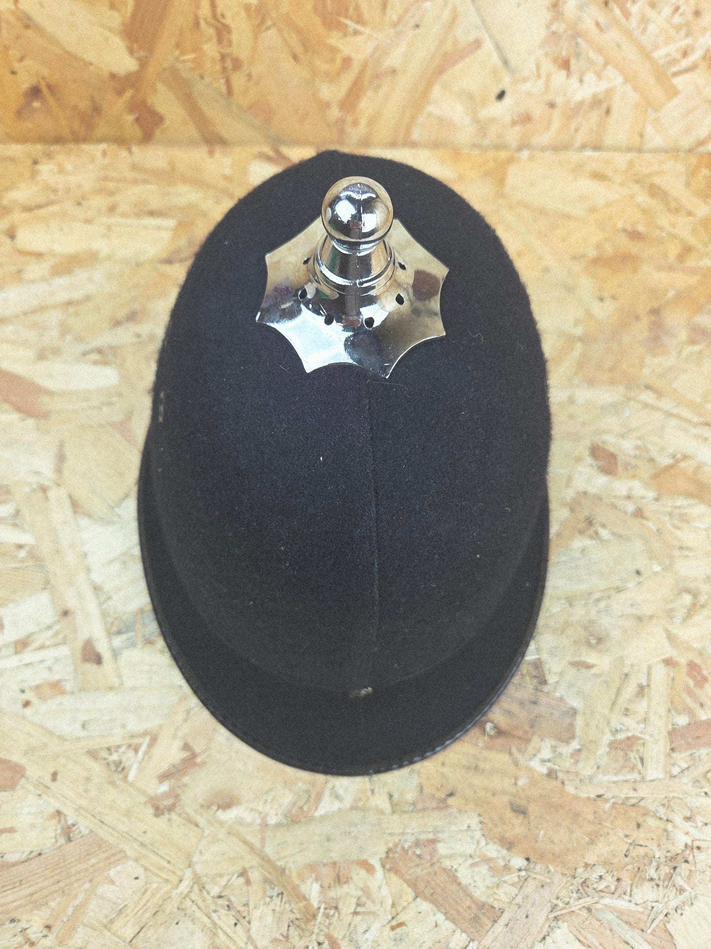 British Police Custodian Ball Top Topped Helmet Black Band Bobby Hat Fancy Dress TV Film Collector