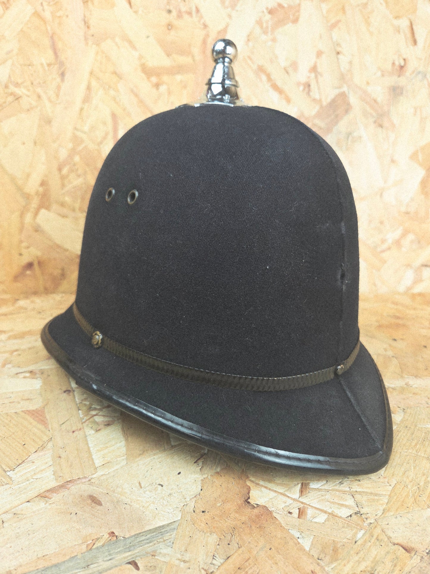 British Police Custodian Ball Top Topped Helmet Black Band Bobby Hat Fancy Dress TV Film Collector
