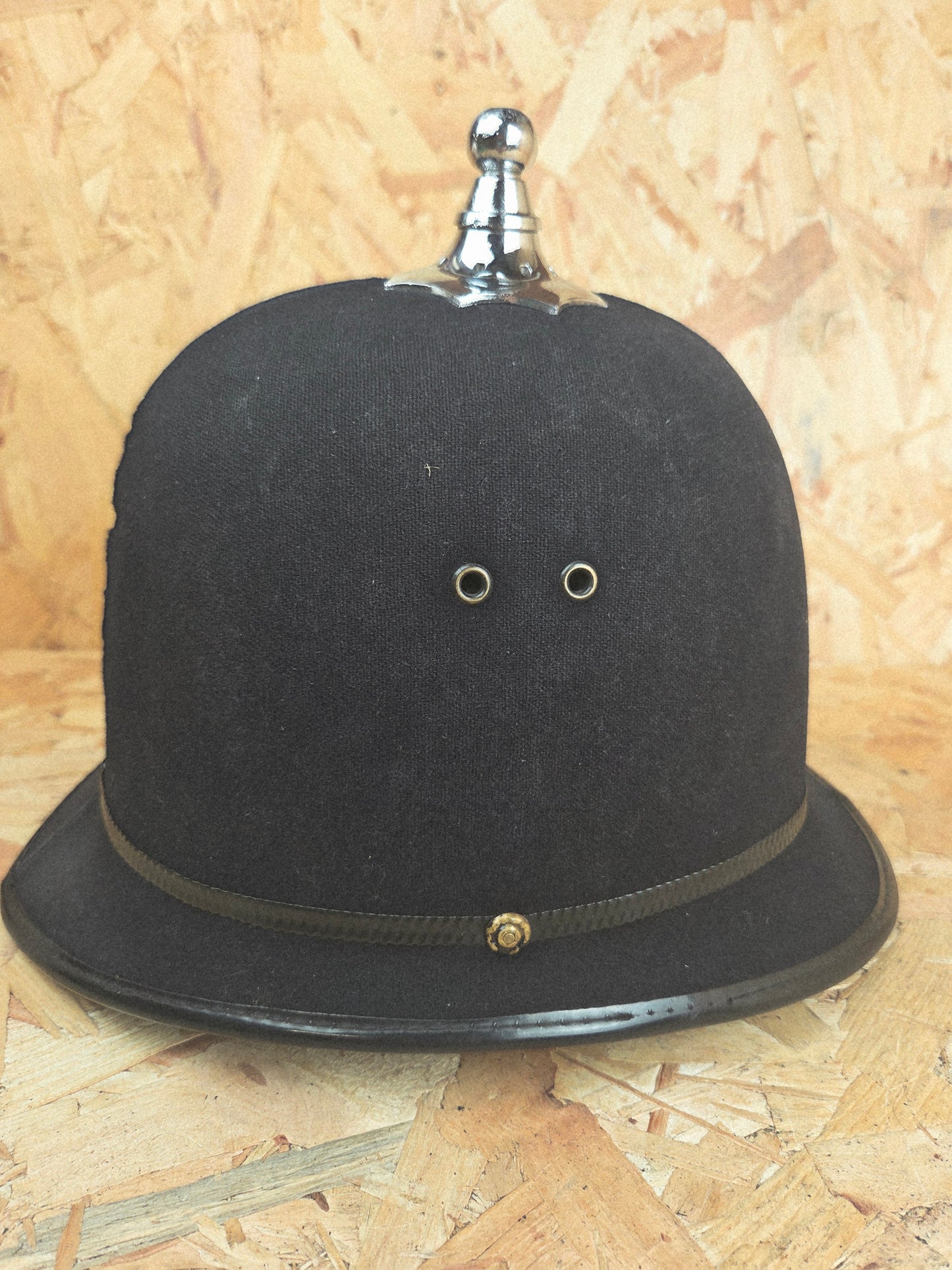 British Police Custodian Ball Top Topped Helmet Black Band Bobby Hat Fancy Dress TV Film Collector