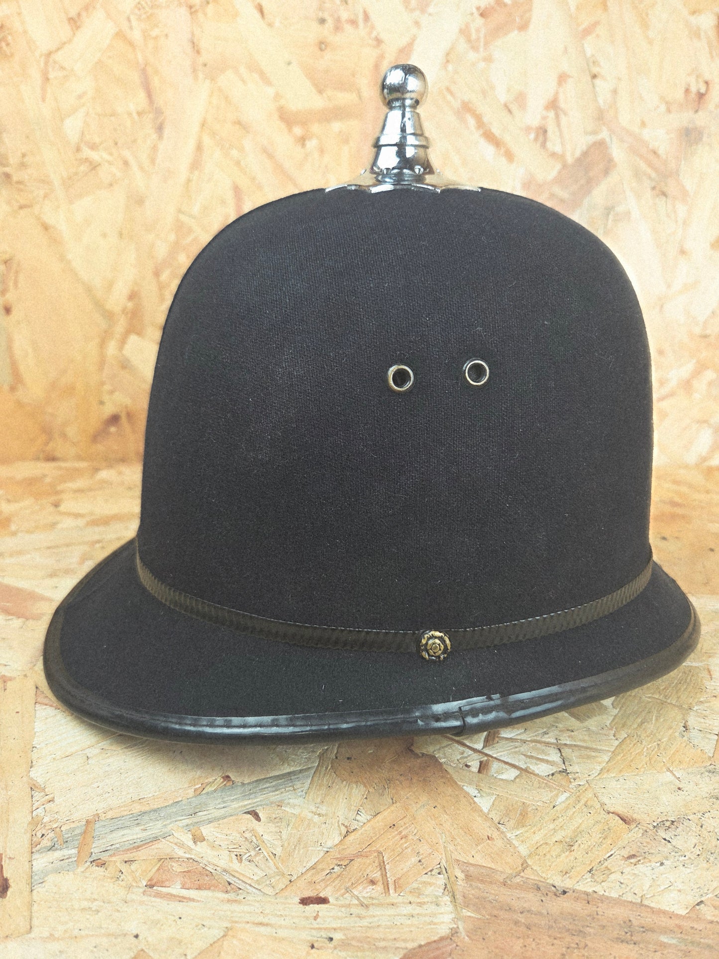 British Police Custodian Ball Top Topped Helmet Black Band Bobby Hat Fancy Dress TV Film Collector