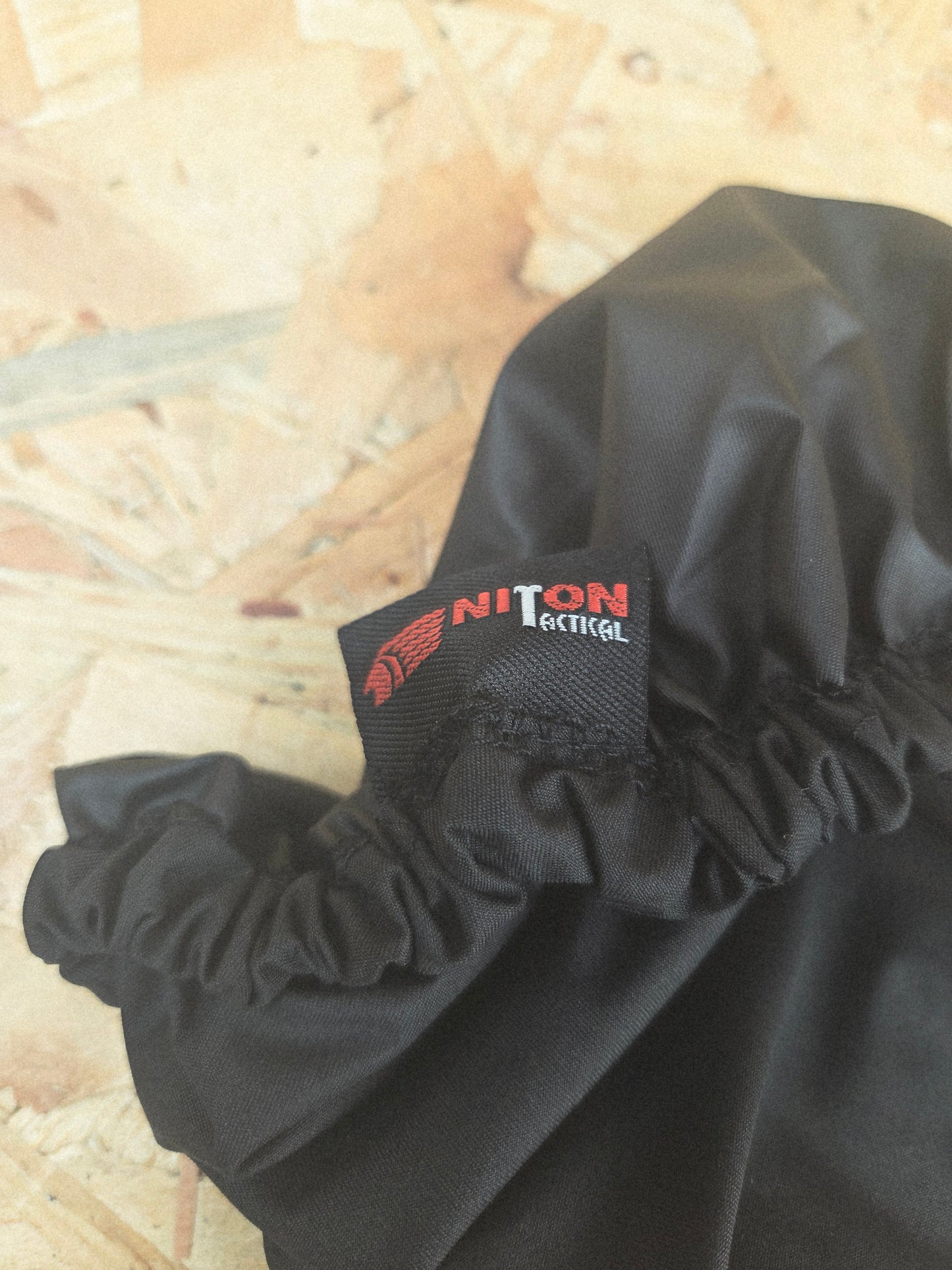 Niton Flat Peaked Cap Rain Cover Black Elasticated Waterproof Tactical Hat Protector