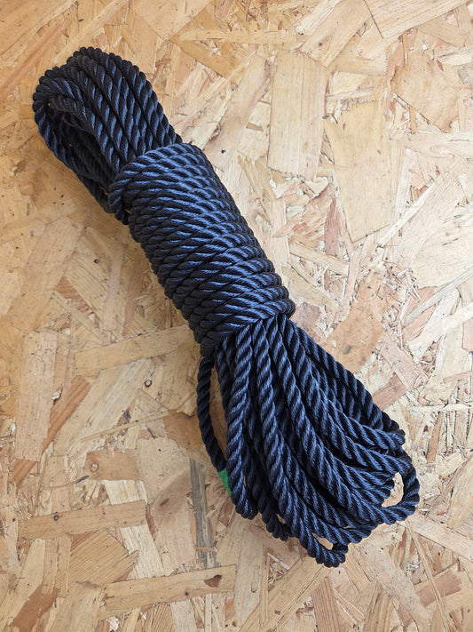 Polyester Rope 3 Strand Navy Blue 12mm x 20m Strong Heavy Duty Boating DIY Camping Garden Mooring Boat Chandlery