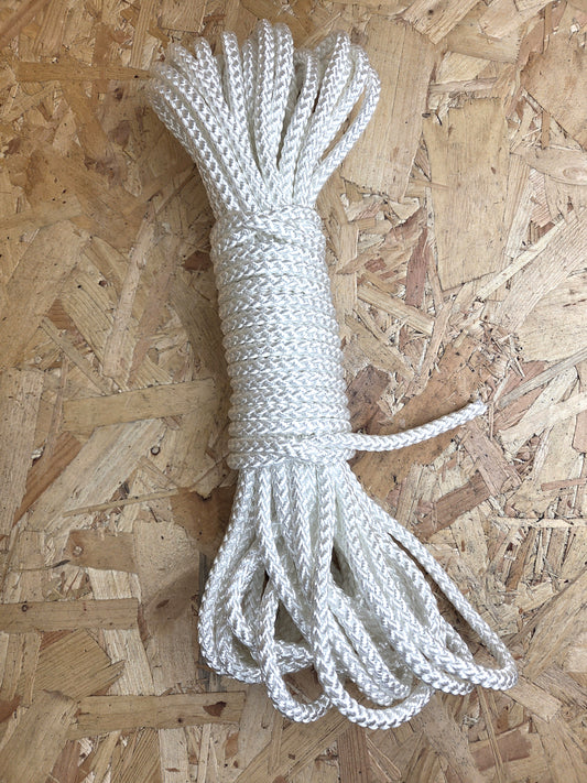Polyester Rope 8 Plait White 9mm x 20m Strong Heavy Duty Boating DIY Camping Garden Mooring Boat Chandlery