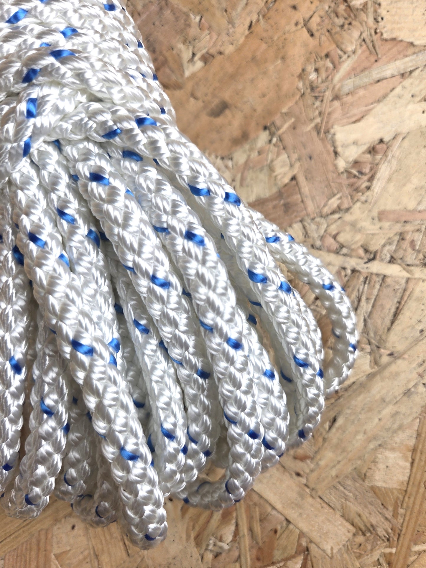Polyester Rope 8 Plait White & Blue 9mm x 20m Strong Heavy Duty Boating DIY Camping Garden Mooring Boat Chandlery