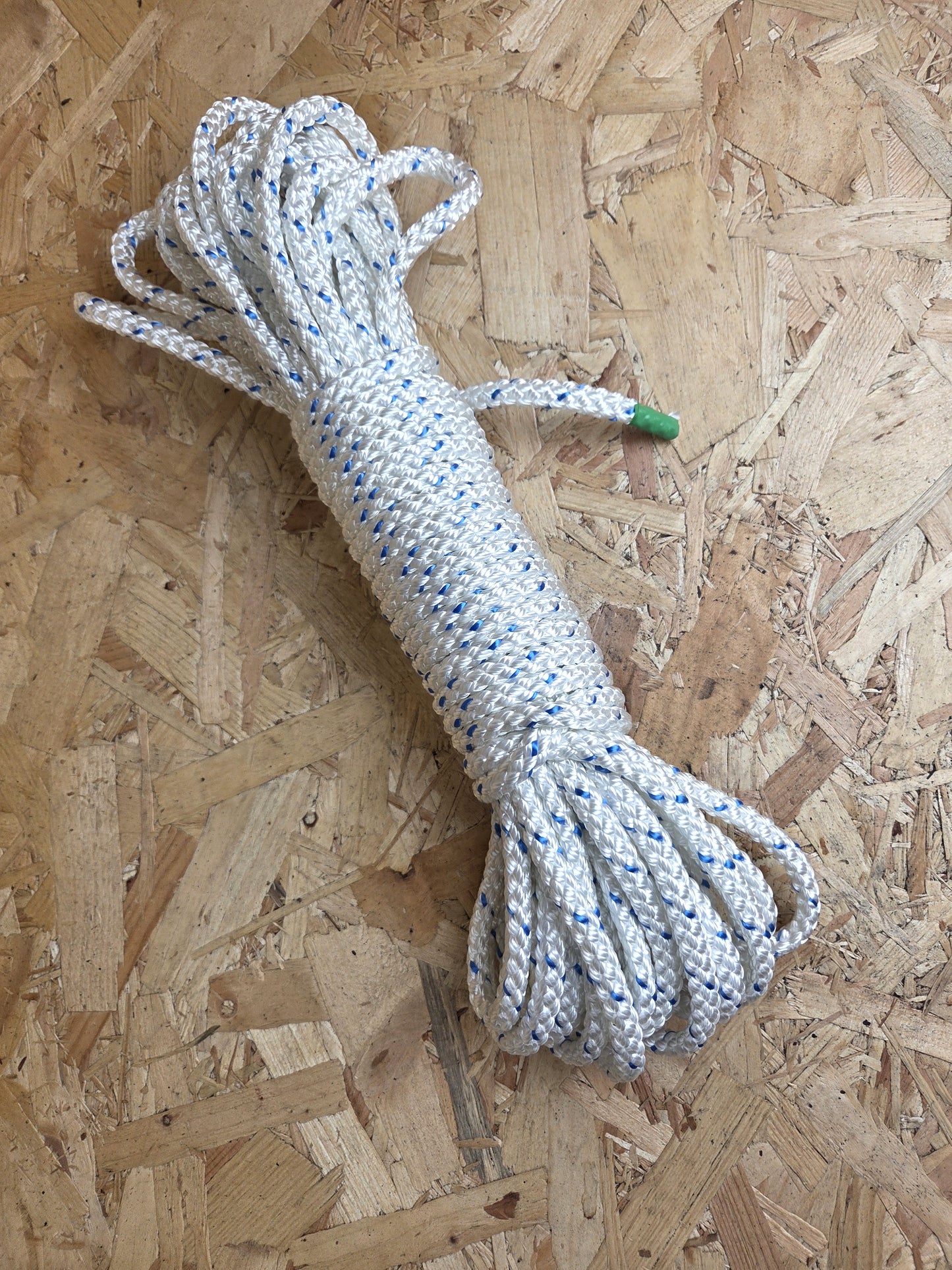 Polyester Rope 8 Plait White & Blue 9mm x 20m Strong Heavy Duty Boating DIY Camping Garden Mooring Boat Chandlery