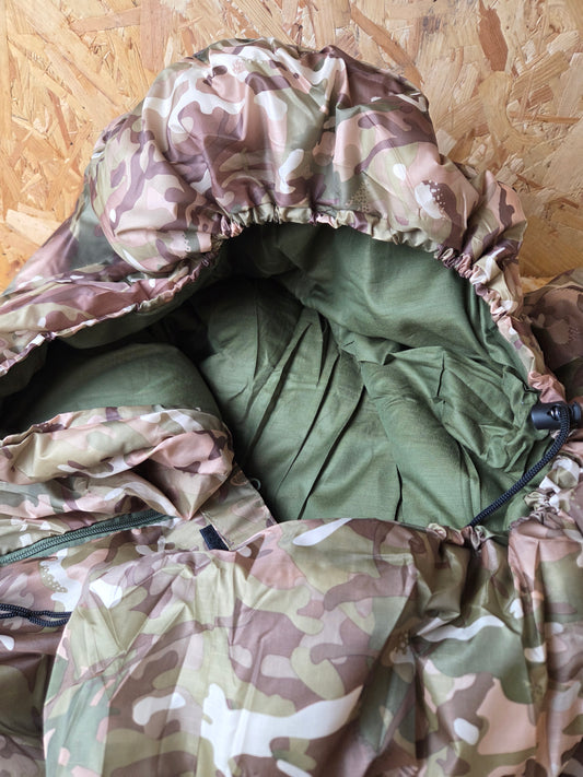 Military Style Sleeping Bag With Bag Stuff Sack Camouflage BTP British Terrain Pattern Camping Cadet Bushcraft Festivals Hiking