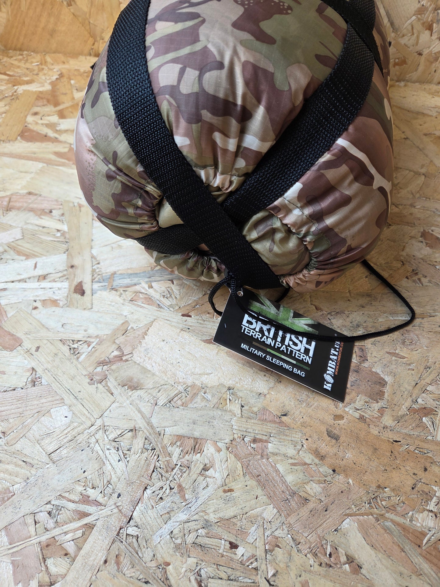 Military Style Sleeping Bag With Bag Stuff Sack Camouflage BTP British Terrain Pattern Camping Cadet Bushcraft Festivals Hiking