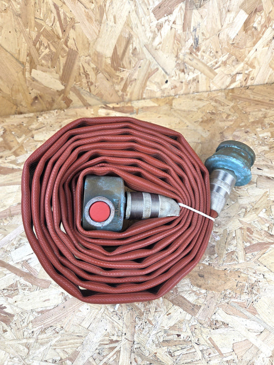 Genuine Fire Brigade Fighters Layflat Hose with Standard Fittings Couplings Heavy Duty Red 6m