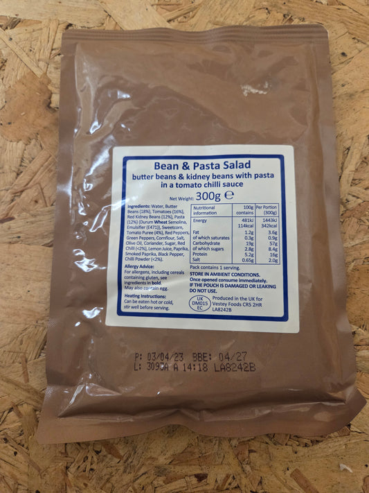 British Military Style Ration - Bean & Pasta Salad 300g Ready to Eat Meal