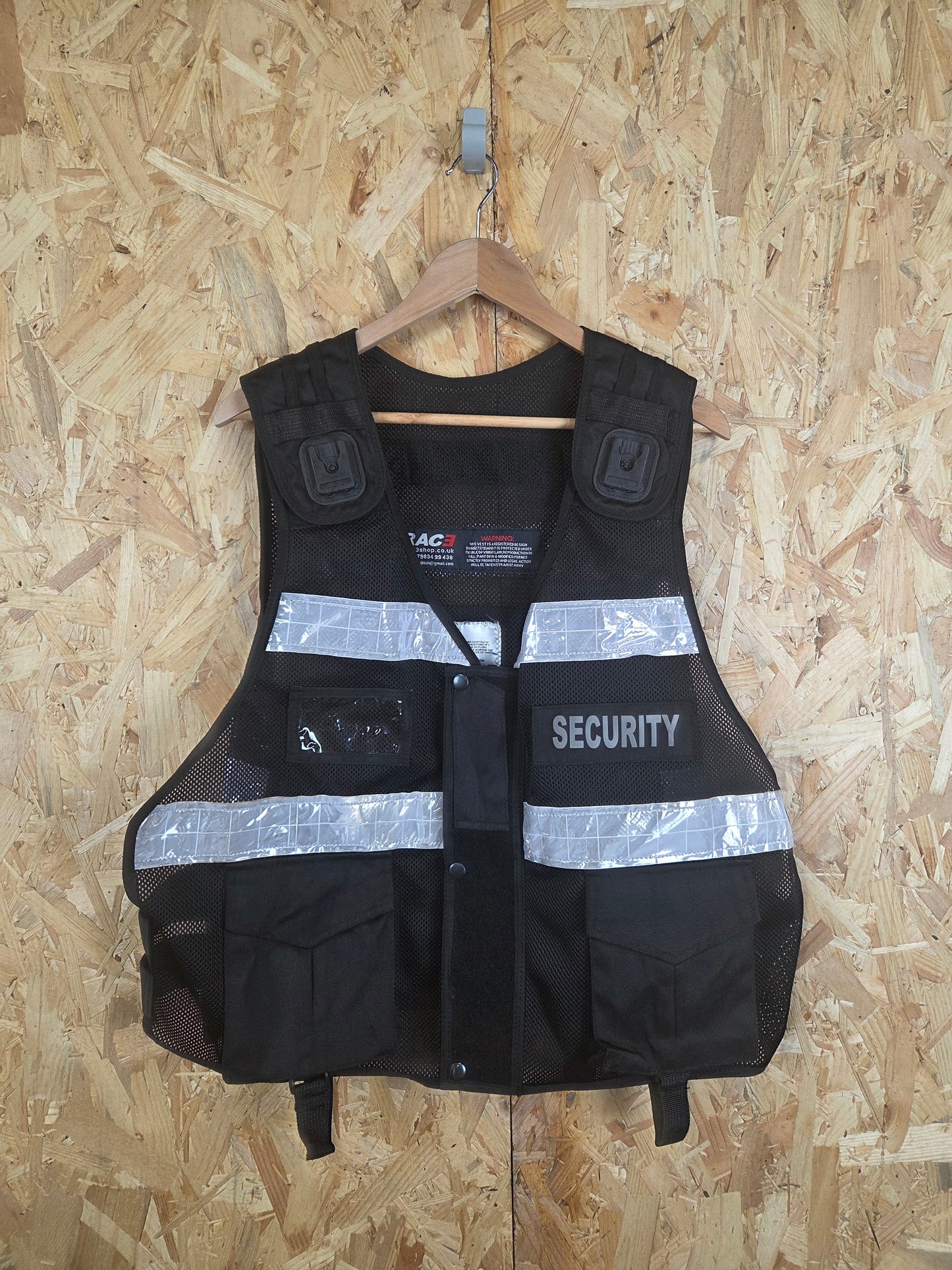 Black Security Tactical Vest With Klickfast Docks and Reflective Strips - One Size