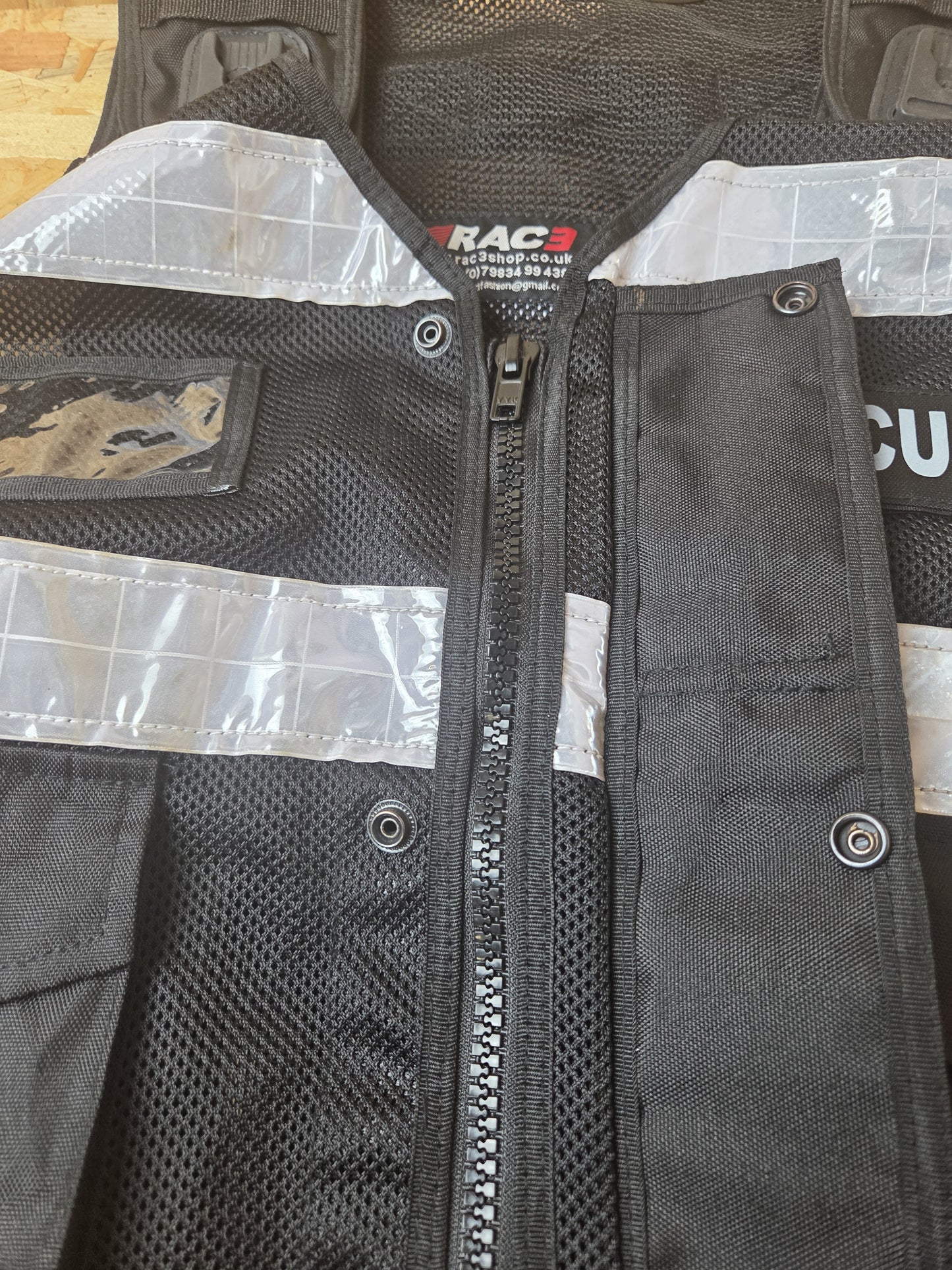Black Security Tactical Vest With Klickfast Docks and Reflective Strips - One Size