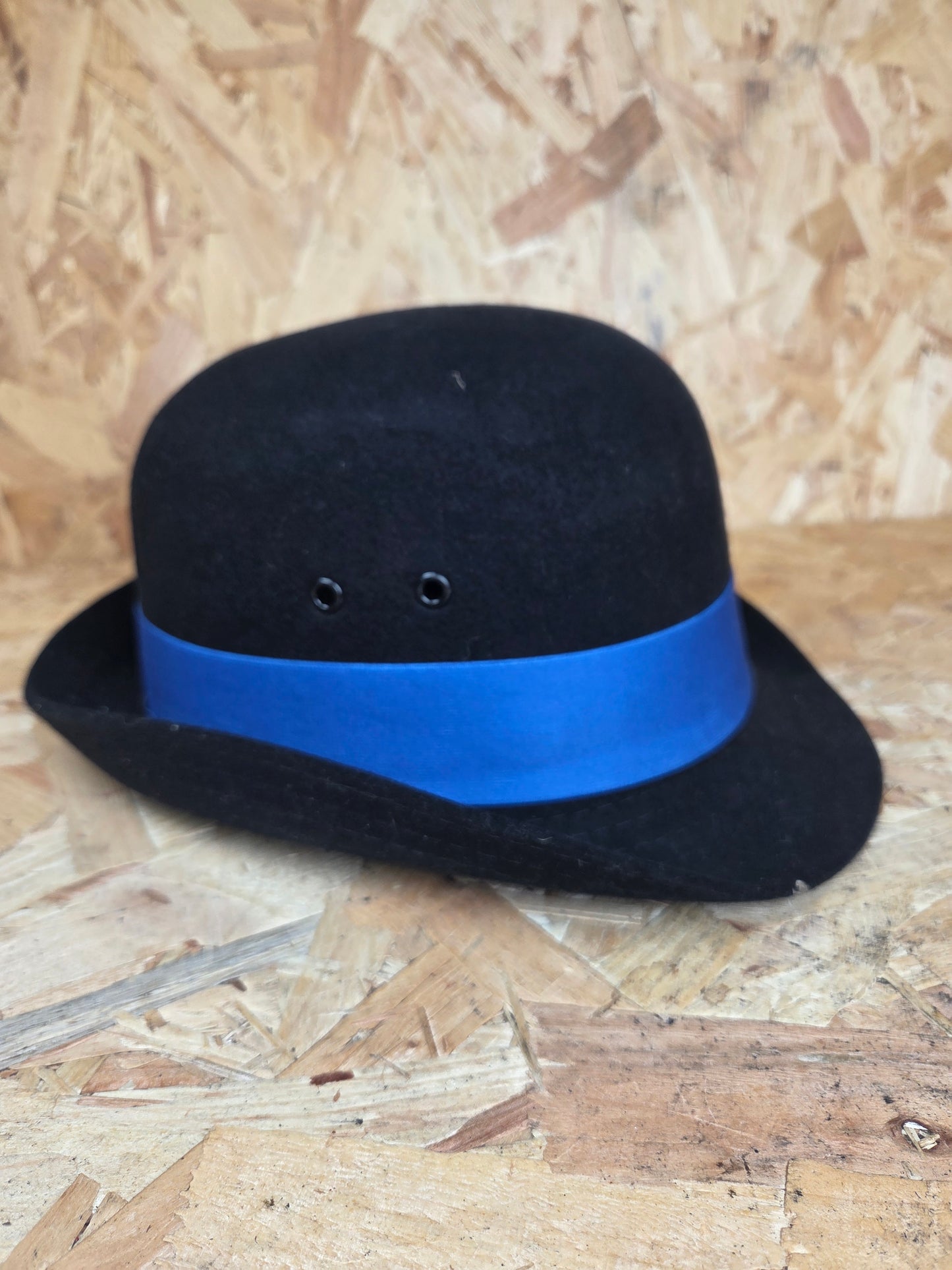 British Police Women Black Bowler - Blue Band