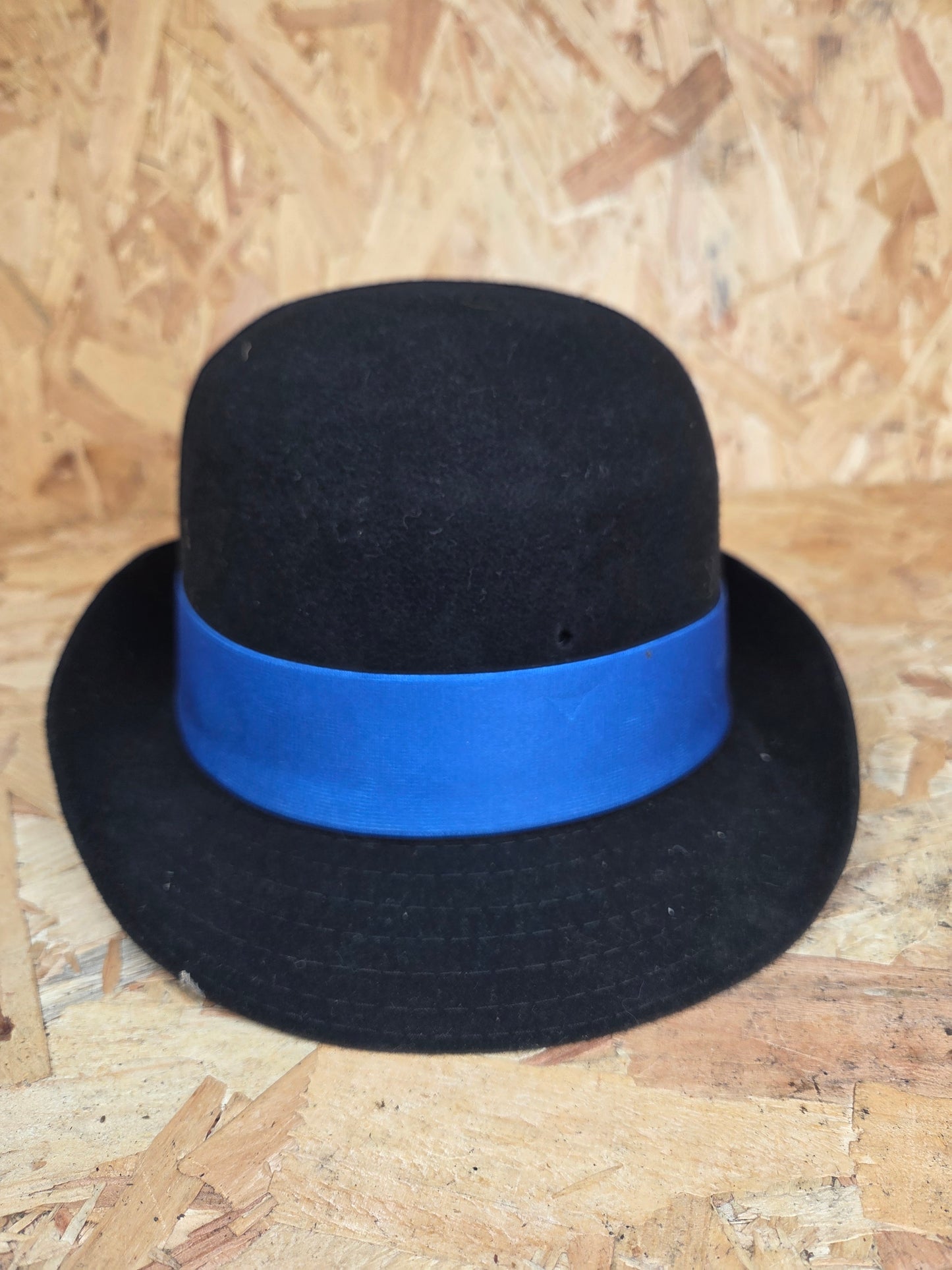 British Police Women Black Bowler - Blue Band