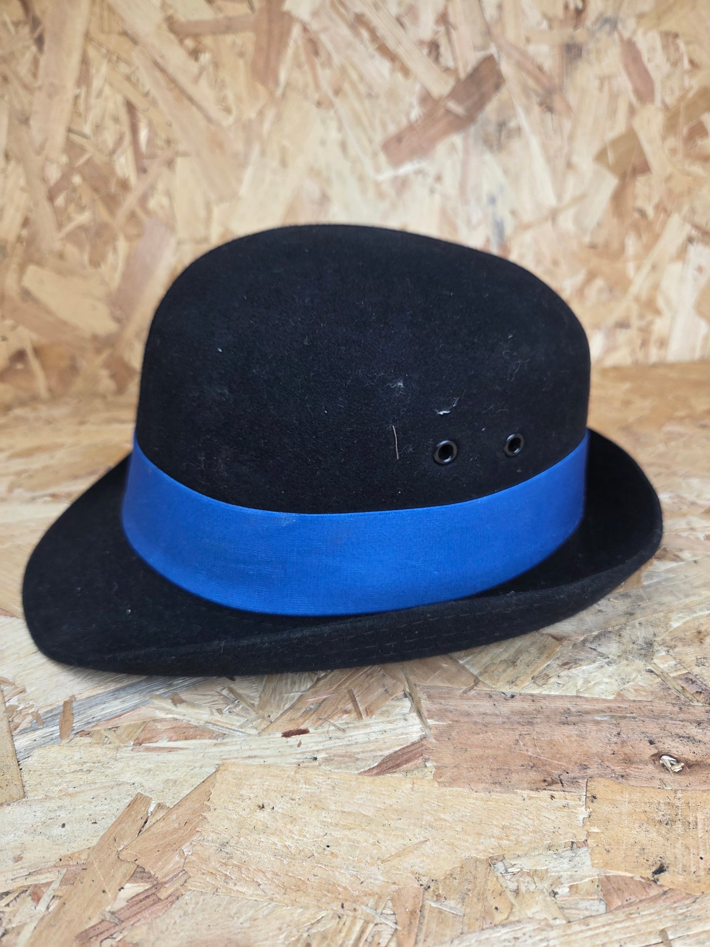 British Police Women Black Bowler - Blue Band
