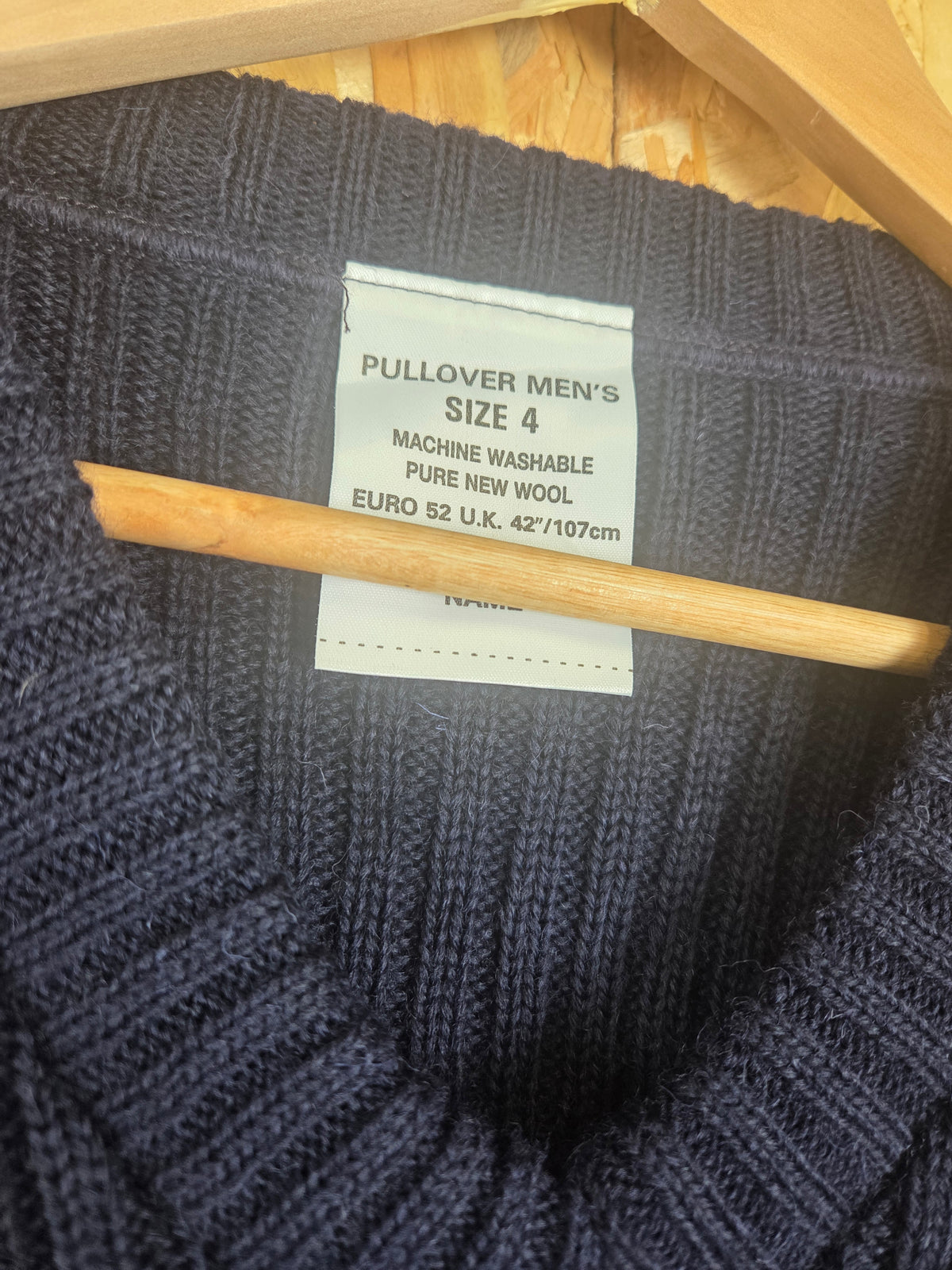Genuine Police Navy Blue Pure Wool Jumper - Ribbed Knit