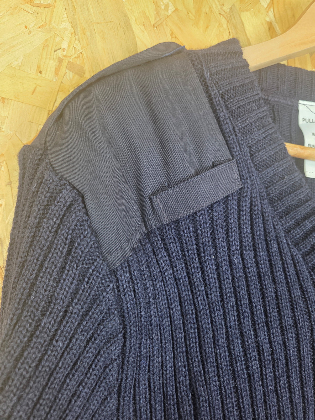 Genuine Police Navy Blue Pure Wool Jumper - Ribbed Knit