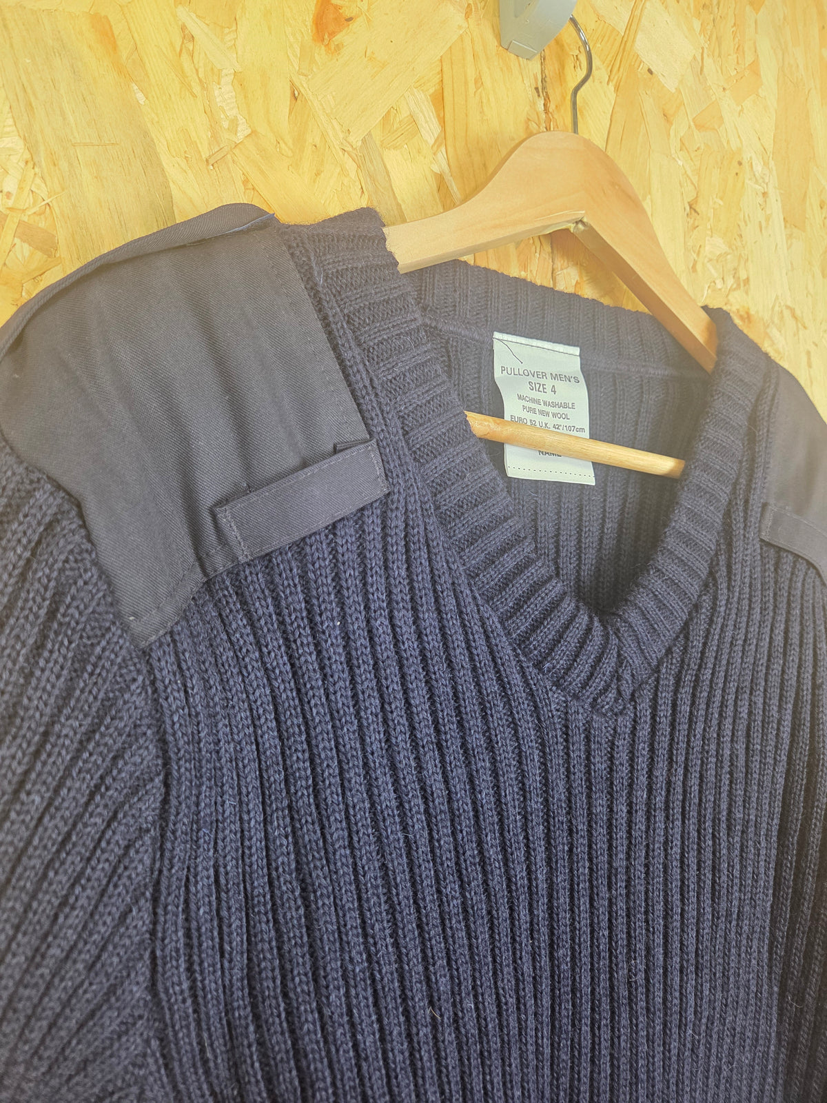 Genuine Police Navy Blue Pure Wool Jumper - Ribbed Knit