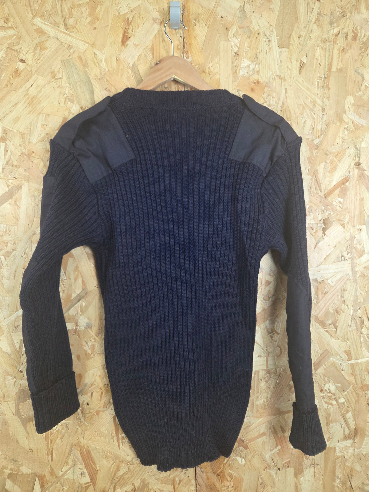 Genuine Police Navy Blue Pure Wool Jumper - Ribbed Knit