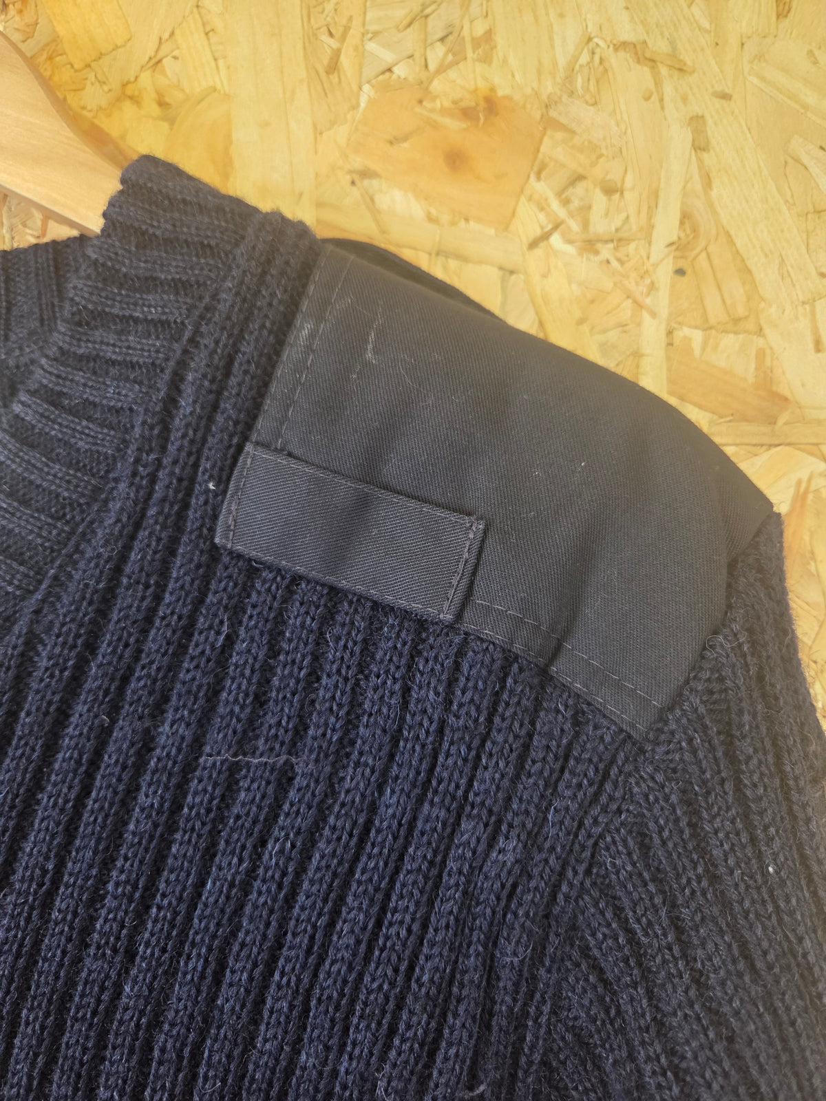 Genuine Police Navy Blue Pure Wool Jumper - Ribbed Knit Womens