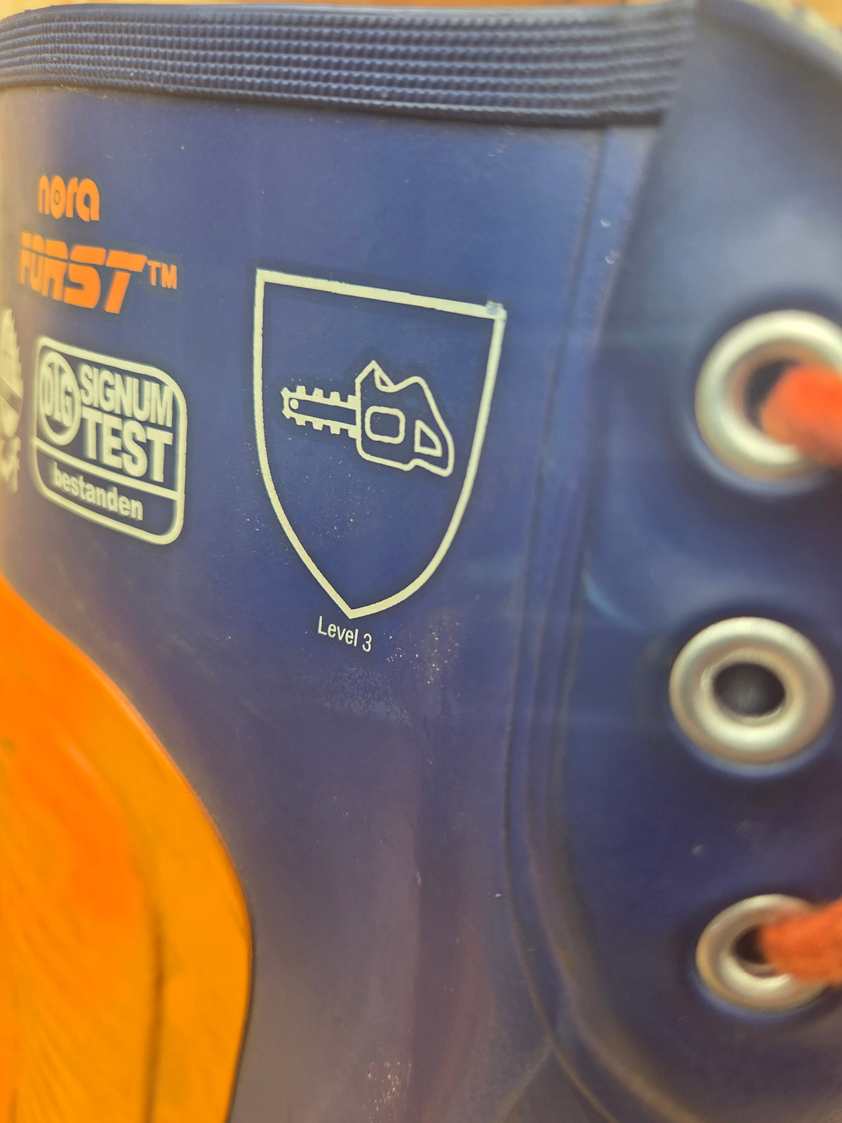 Nora Forst Chainsaw Safety Wellington Boots Level 3 - Orange & Blue