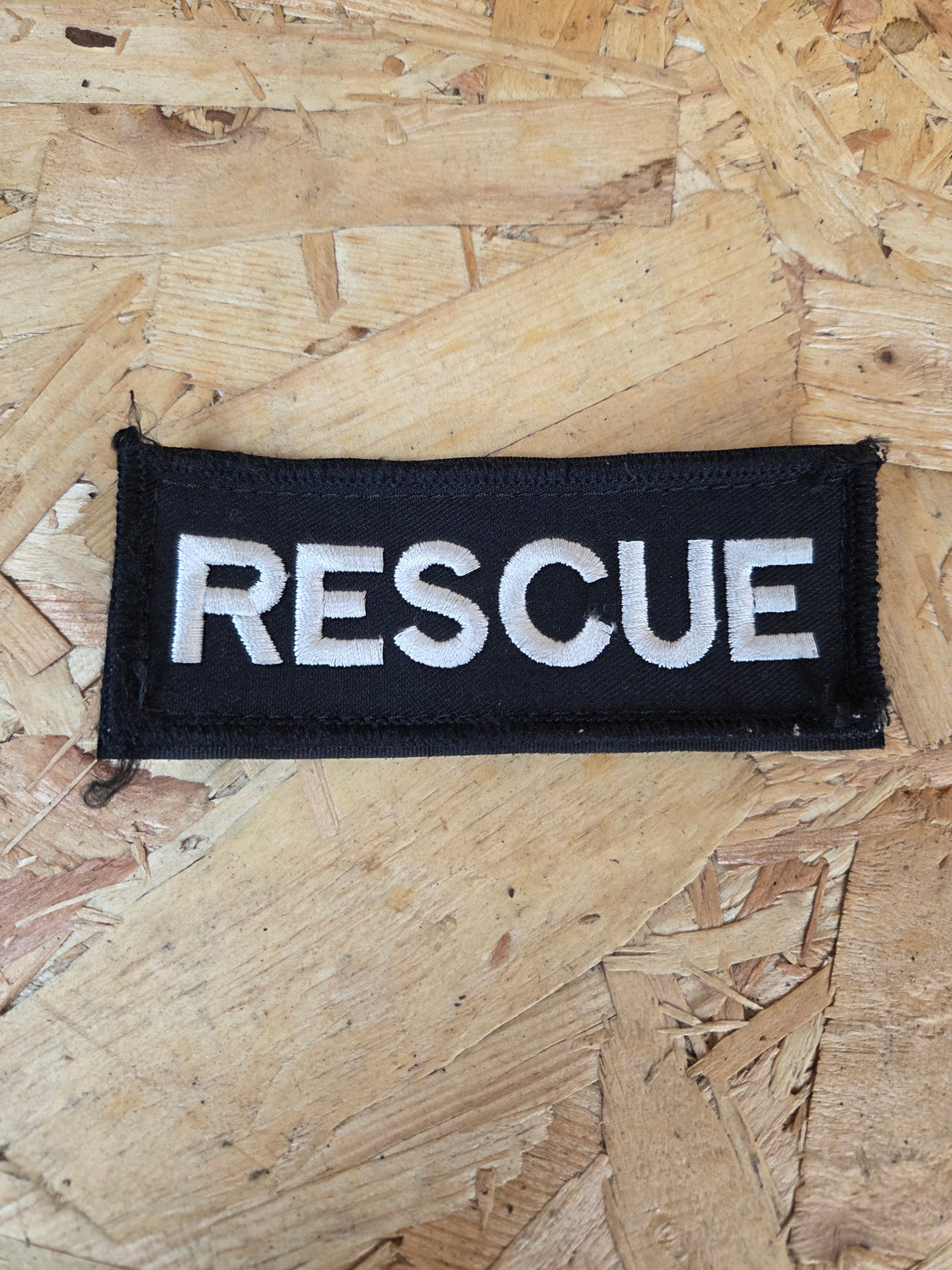 RESCUE Embroidered Velcro Patch Black & White - 12cm x 5cm